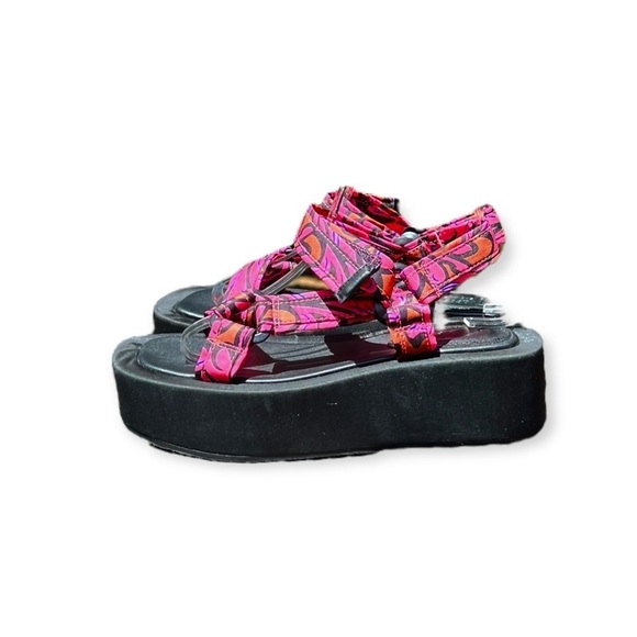 🌻ASOS Design Pink Colorful Sporty Flat Platform Sandals Size 7 - Picture 5 of 11